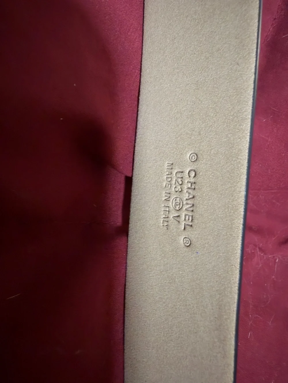 Chanel Belt 95/38 black calf leather with brushed silver buckle. $300 firm.